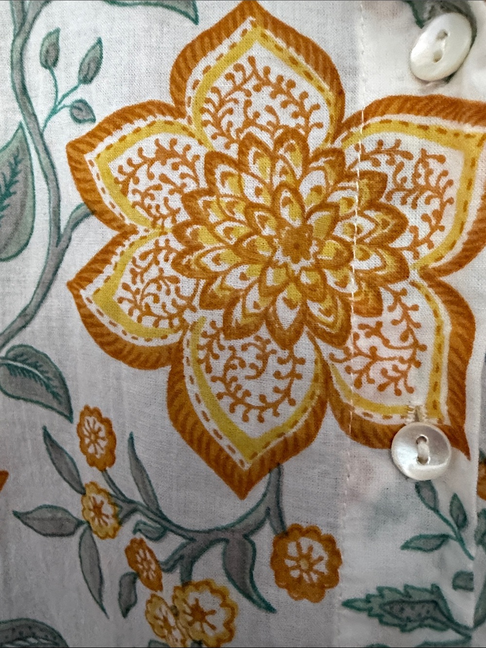 KILOL Floral Block Print Camp Shirt Button Down Cropped Large - Picture 4 of 10